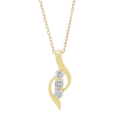 Three Diamond Swirl outlet Pendant Necklace