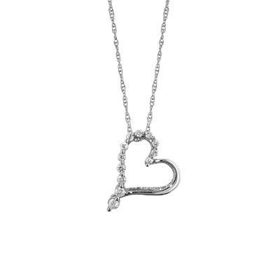 1/10 CT. T.W. Diamond Tilted Heart shops in 10K White Gold necklace