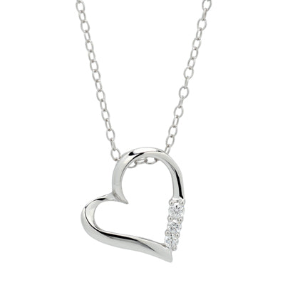 Sterling Silver Diamond Heart Necklace