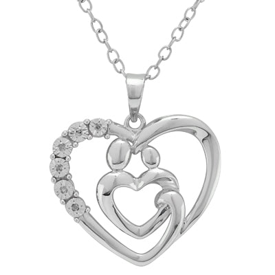 Mother and Child Necklace in Sterling Silver with Diamonds – Day's