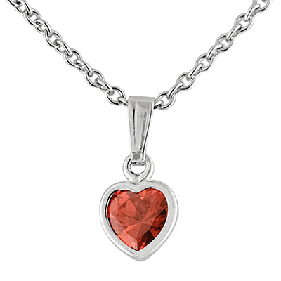 Fine Silver Heart discount Pendant with CZ Birthstones