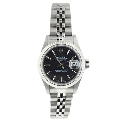 Pre Owned Rolex Womens Oyster Perpetual Datejust with Black Dial