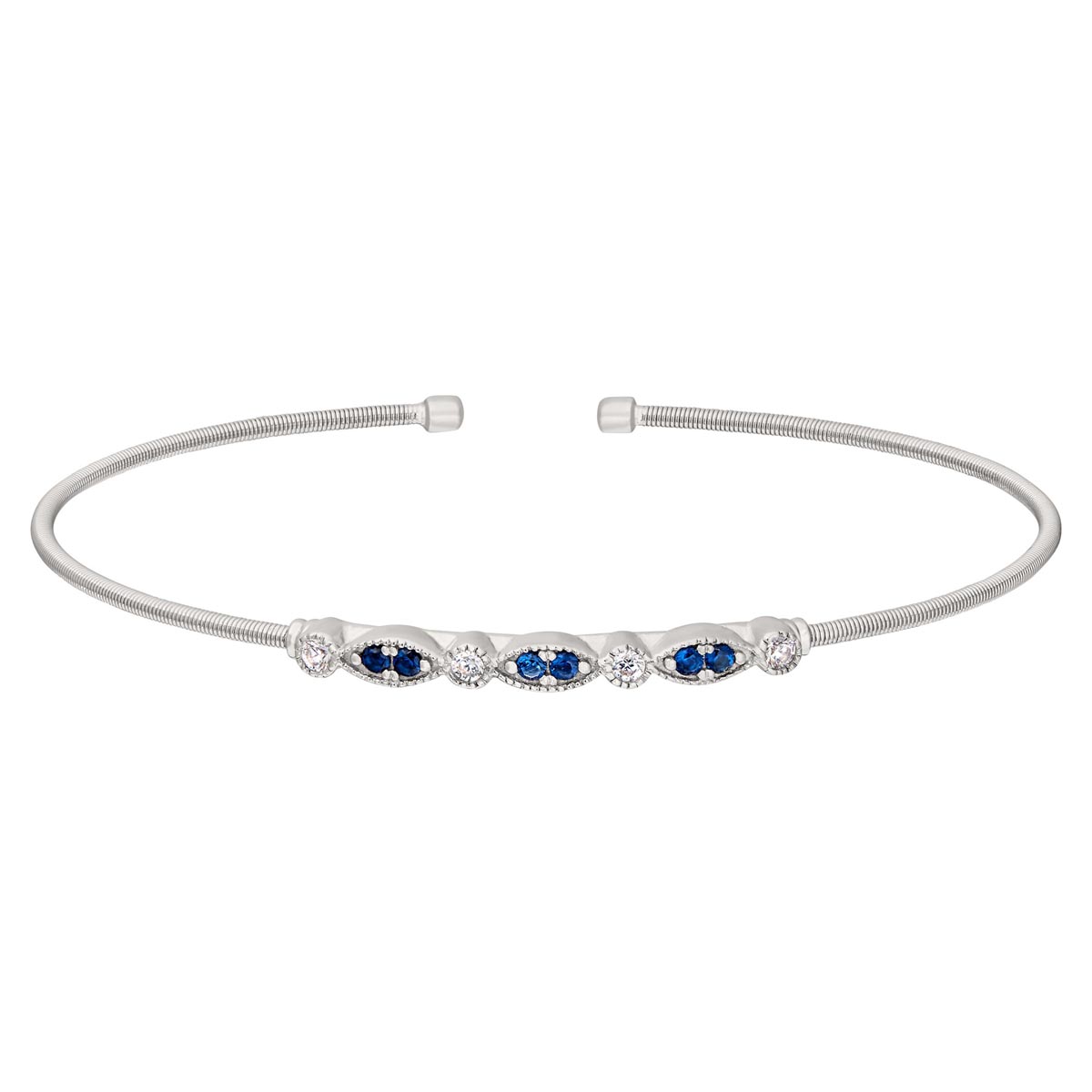 LINDA Cuff Bracelet | Diamond design high quality in Blue and Silver