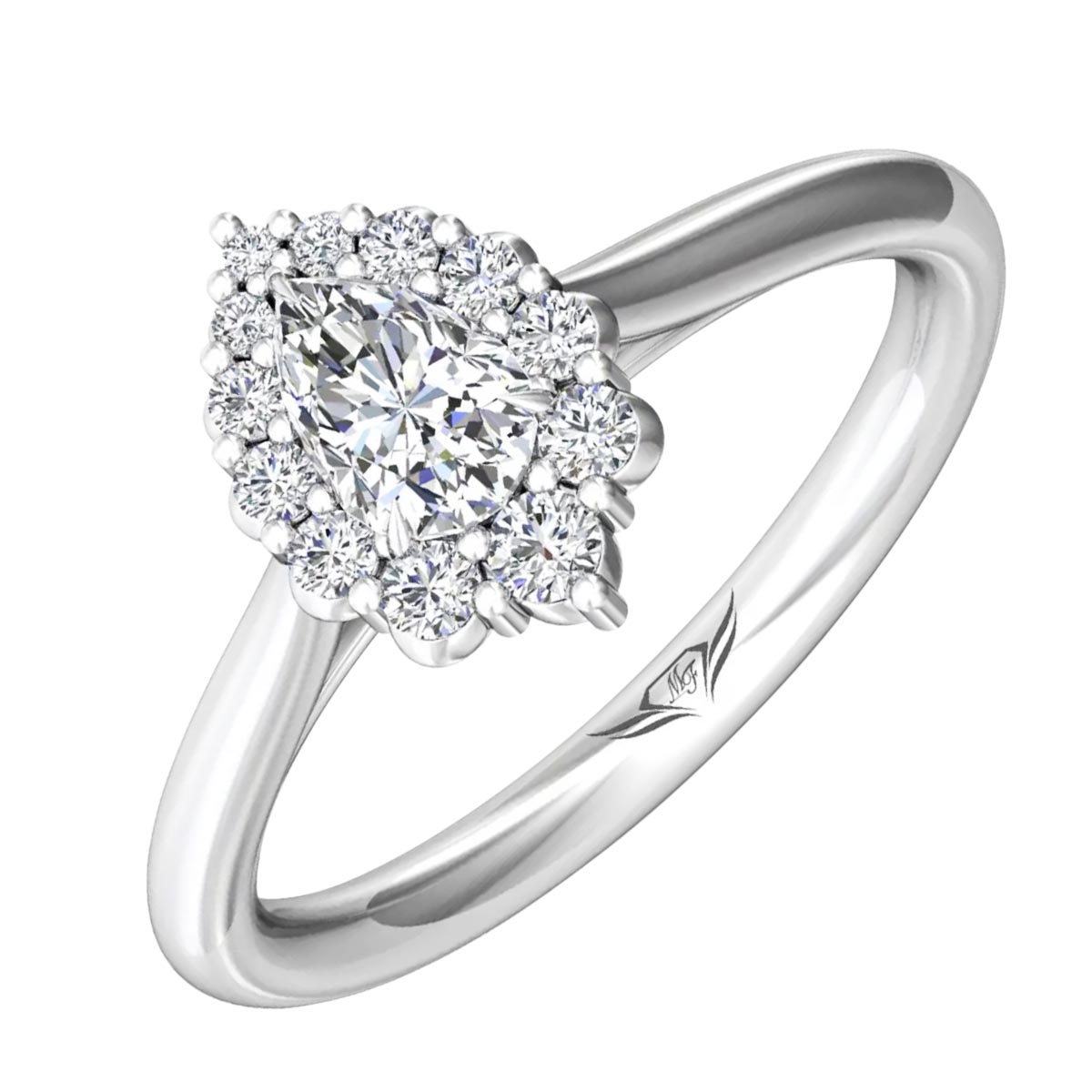 Pear Diamond Halo Engagement Ring 4 / Yellow Gold