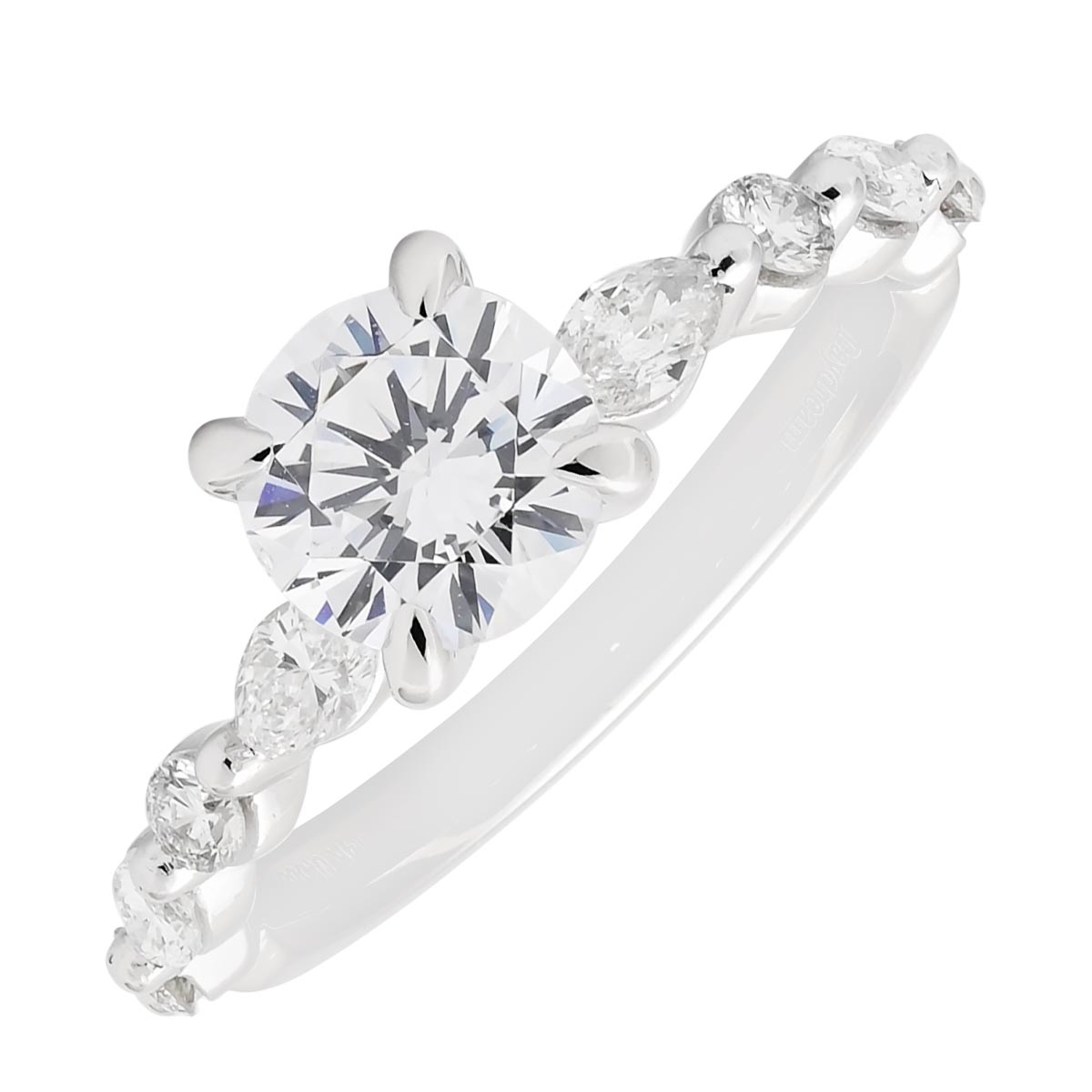 Round and marquise store engagement ring