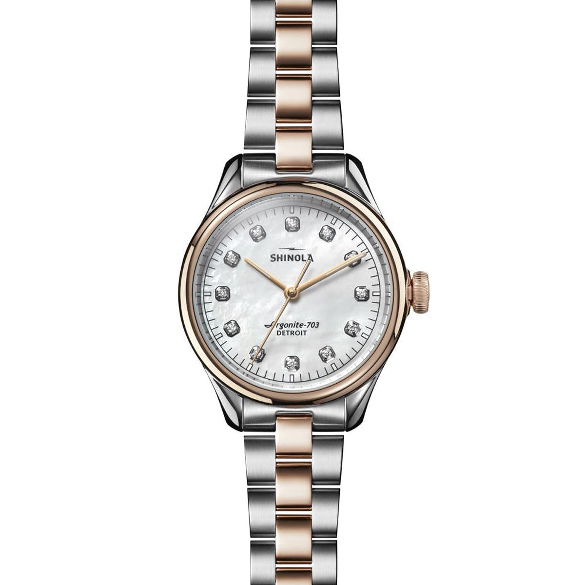 Shinola Vinton Womens Watch with White Dial and Two Tone Stainless