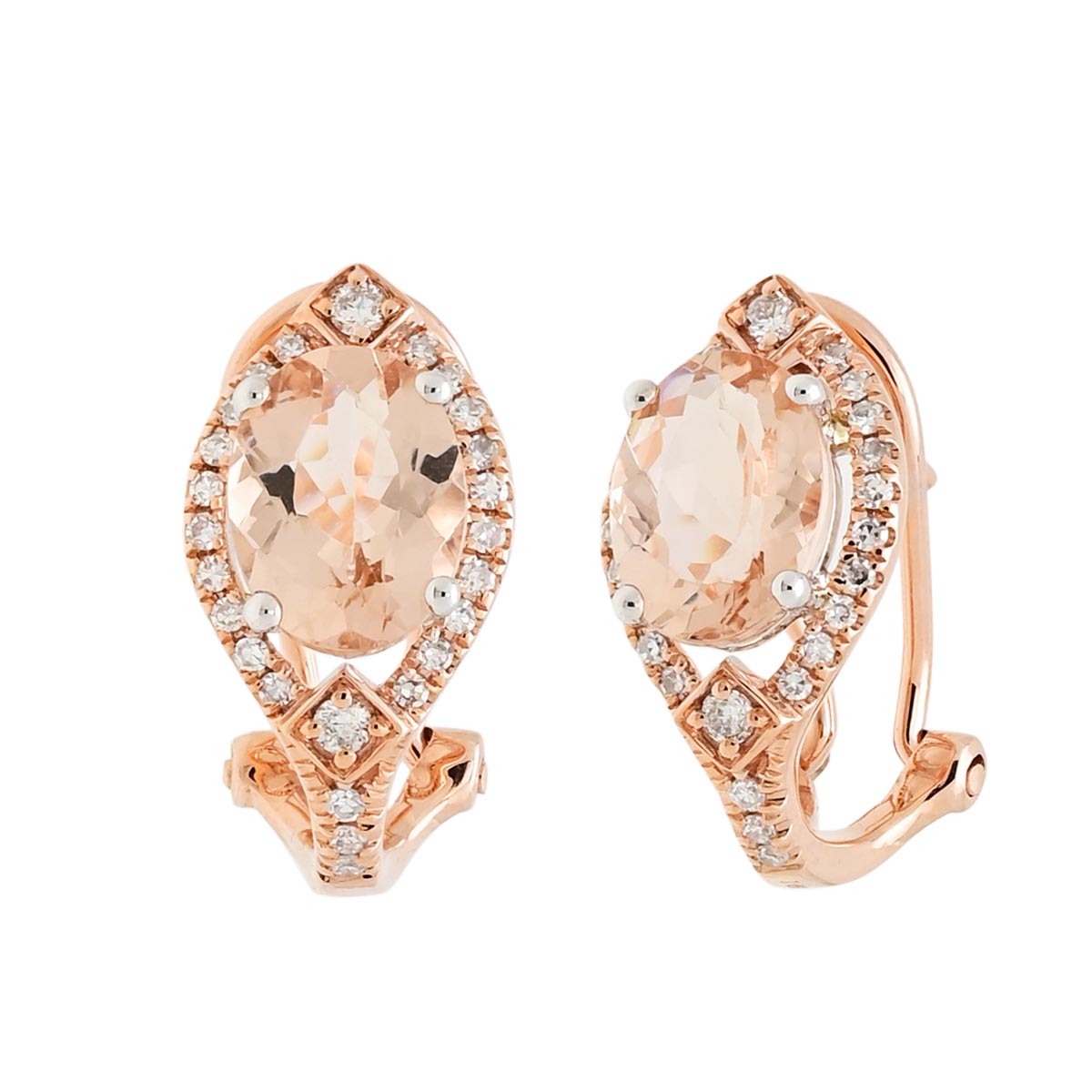 Morganite and Diamond 14kt Rose Gold Earrings