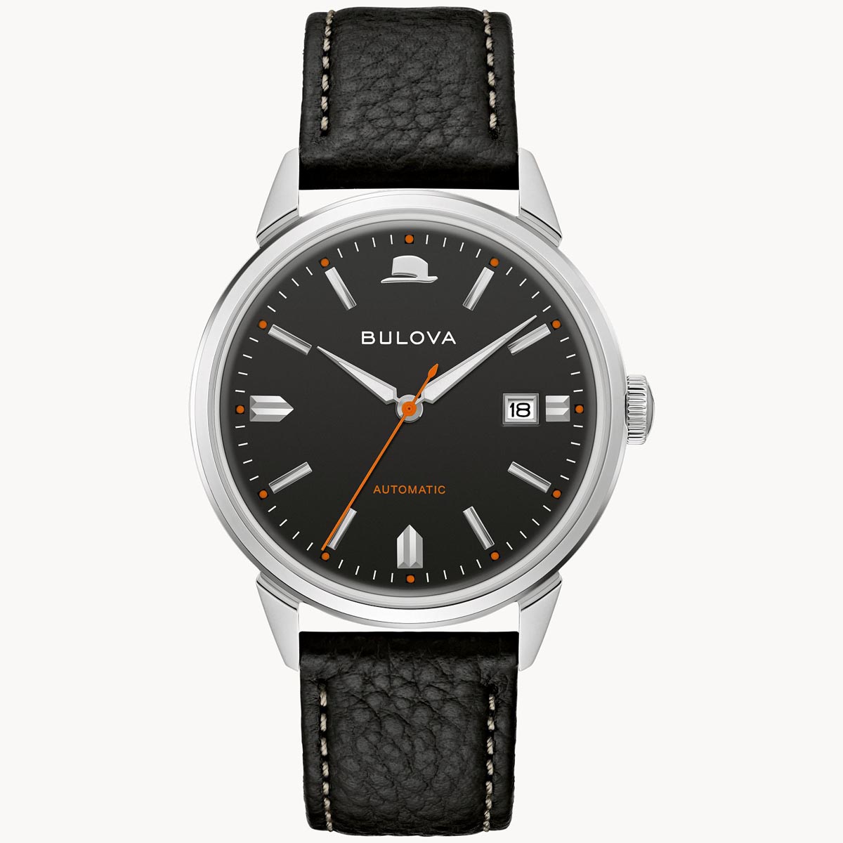 Bulova black hot sale leather watch