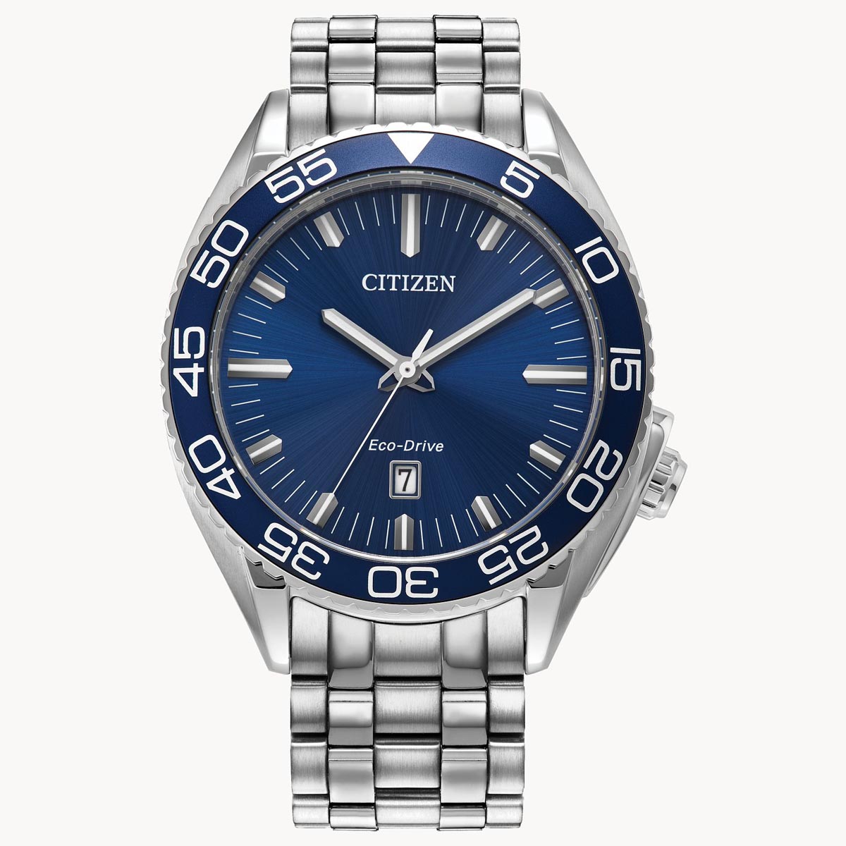 Citizen Carson Mens Watch with Blue Dial and Stainless Steel Bracelet eco drive movement