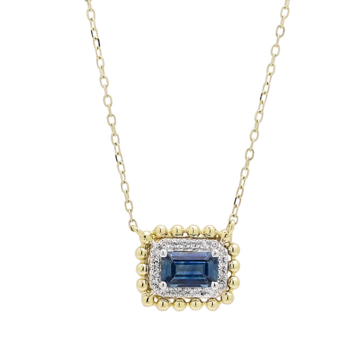 Emerald cut hot sale sapphire necklace