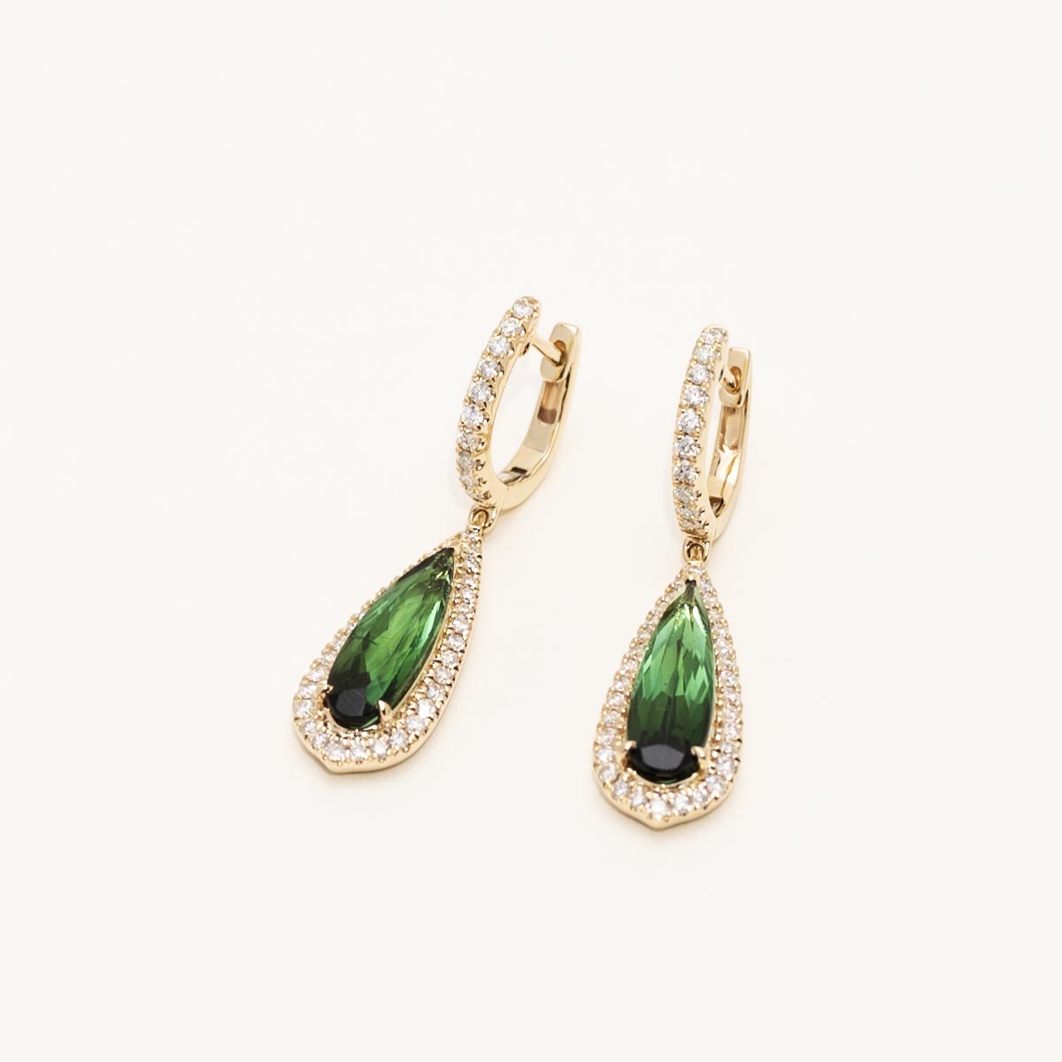 14 Karat Yellow Gild Green fashion Tourmaline Earrings