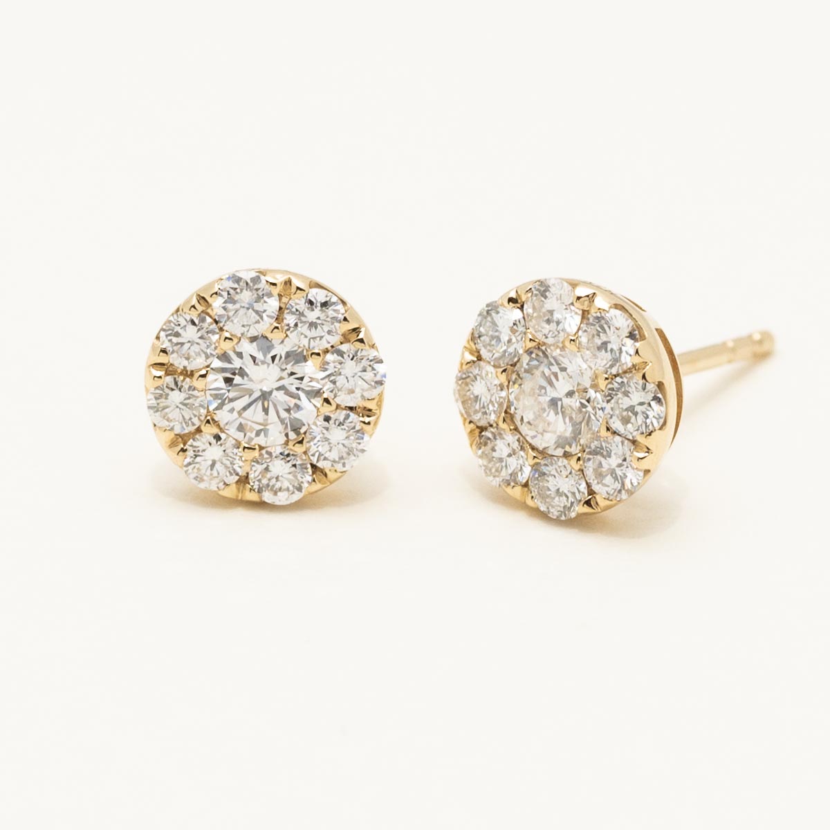 Fashion 14k yellow gold halo earrings