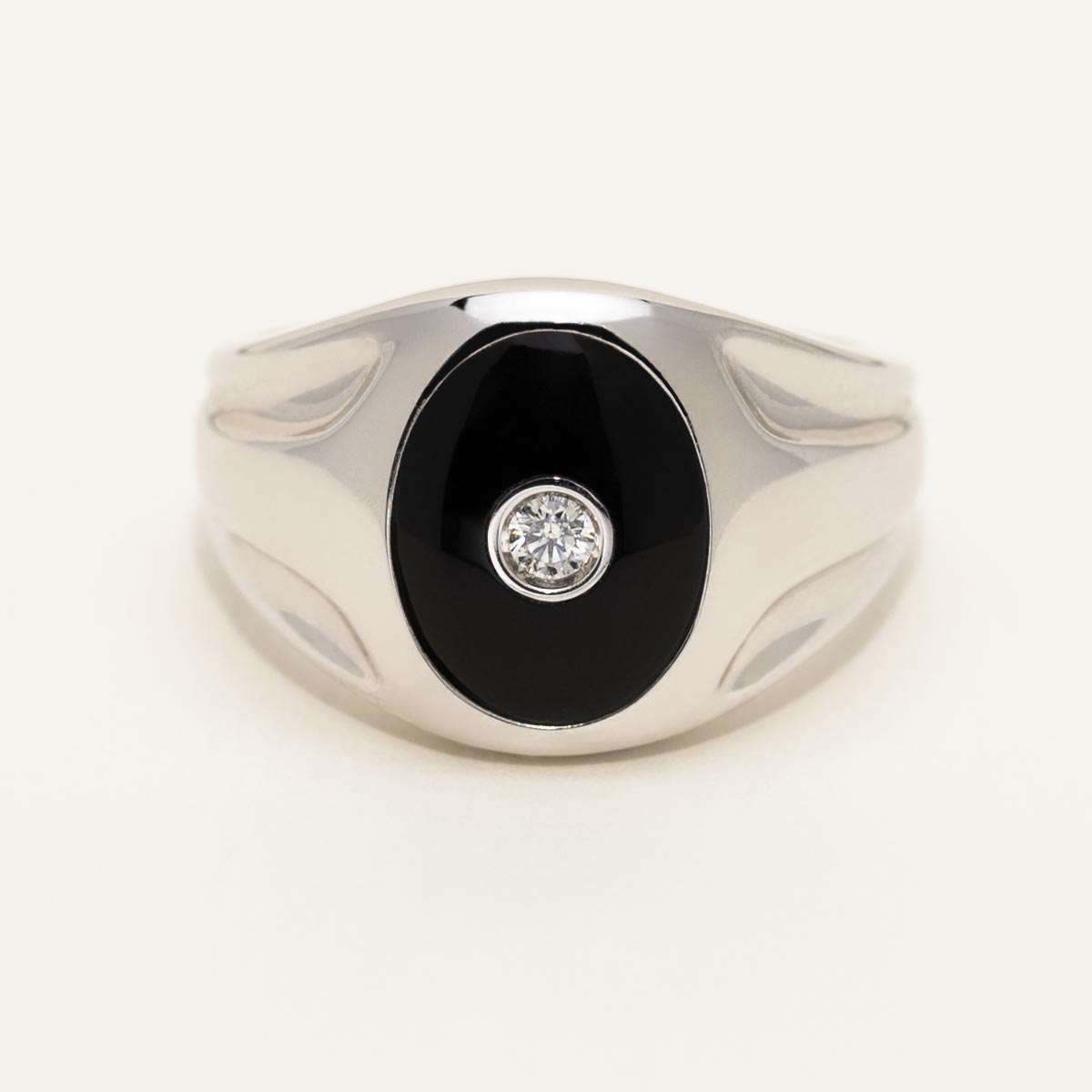 Black Onyx & outlet Diamond Ring Silver