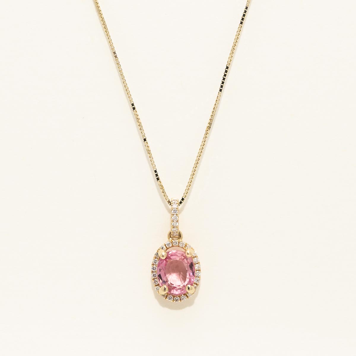 14Kt Yellow Gold Pink Stone Pendant high quality