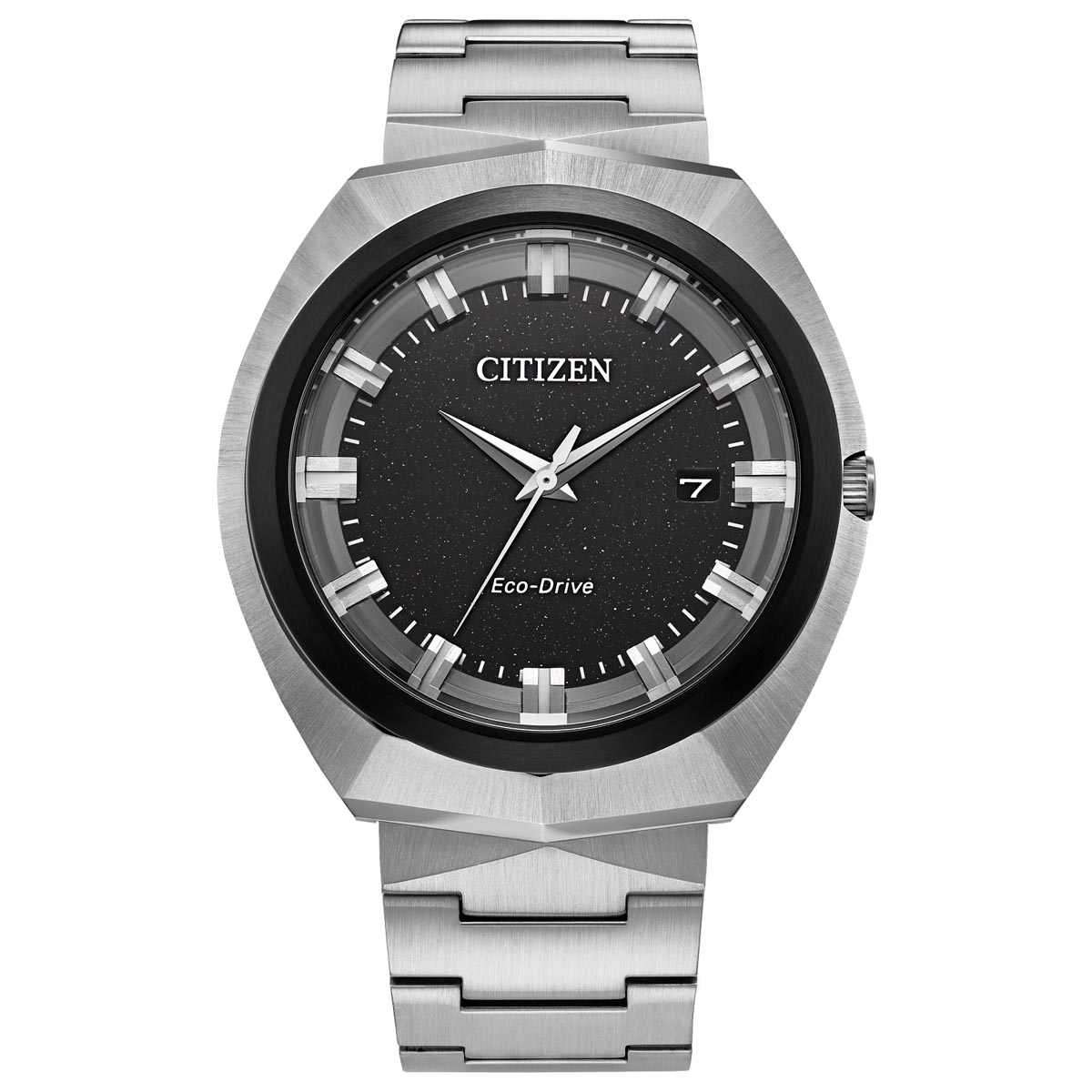 Citizen men's black dial stainless steel bracelet watch best sale