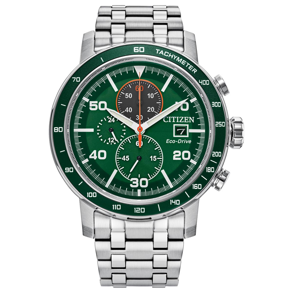 Citizen Brycen Mens Watch with Green Dial and Stainless Steel Bracelet eco drive movement