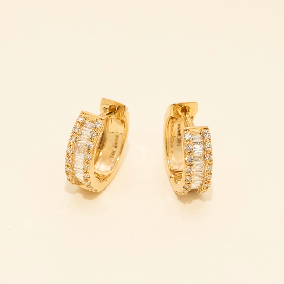 2Ct Baguette Cut Diamond Lab Created Heggie Hoop Earrings store 14K Yellow Gold Over