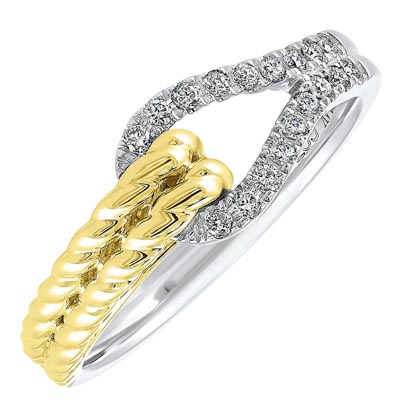 Diamond Rope Twist Knot Ring in 14kt White and Yellow Gold (1/7ct  tw)