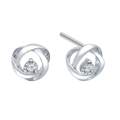 Northern Star Diamond Love Knot Collection Earrings in Sterling Silver (1/10ct tw)