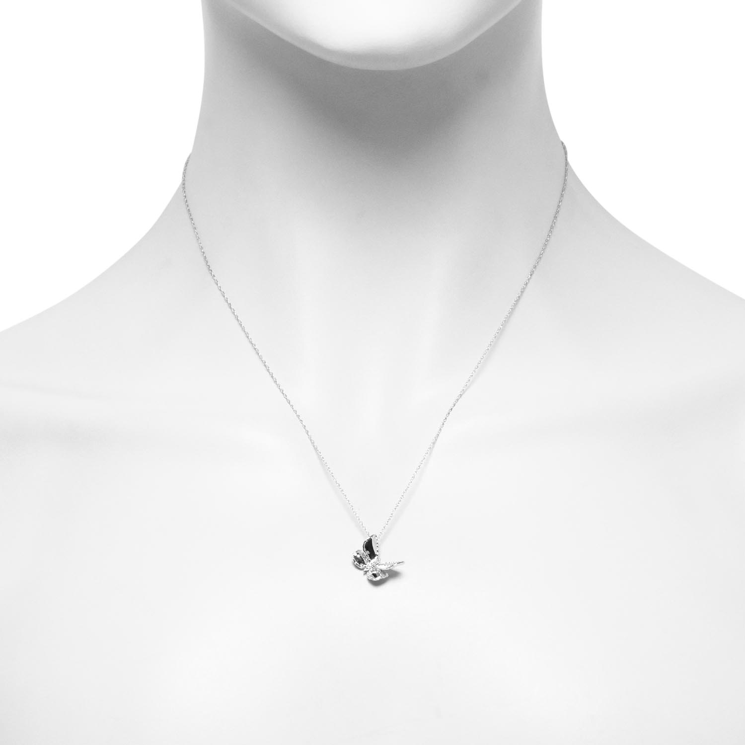 Diamond Butterfly Necklace in 10kt White Gold (.02ct tw)