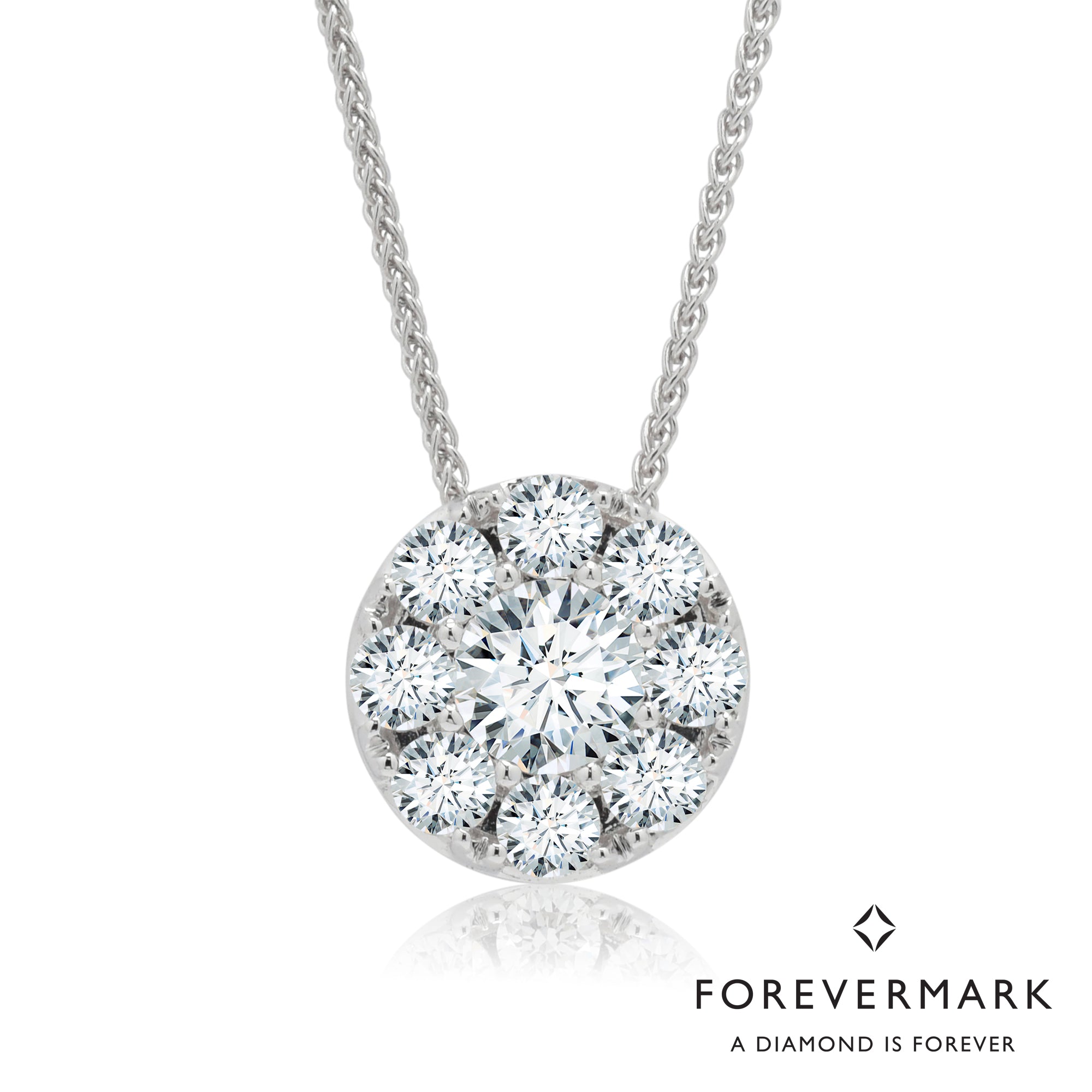 Forevermark Eternal Collection Diamond Halo Necklace in 18kt White Gold (7/8ct tw)