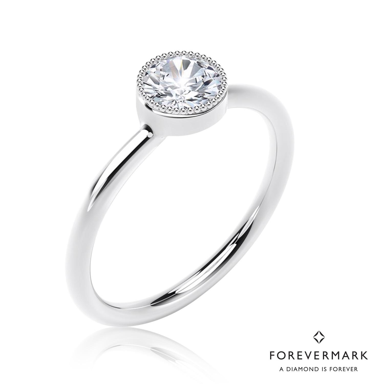 Forevermark Tribute Collection Milgrain Bezel Ring in 18kt White Gold (1/2ct tw)