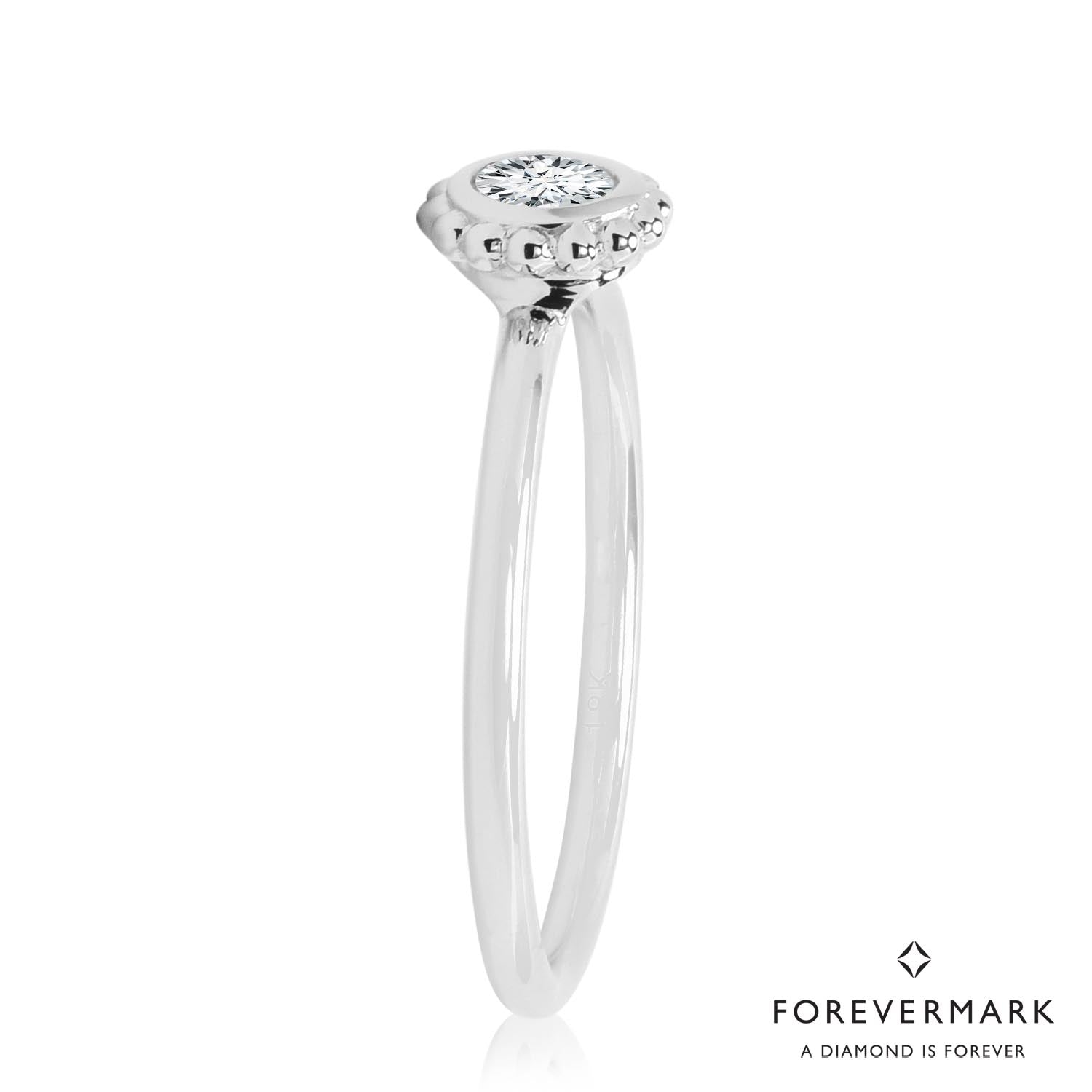 Forevermark Tribute Collection Beaded Bezel Ring in 18kt White Gold (1/4ct)