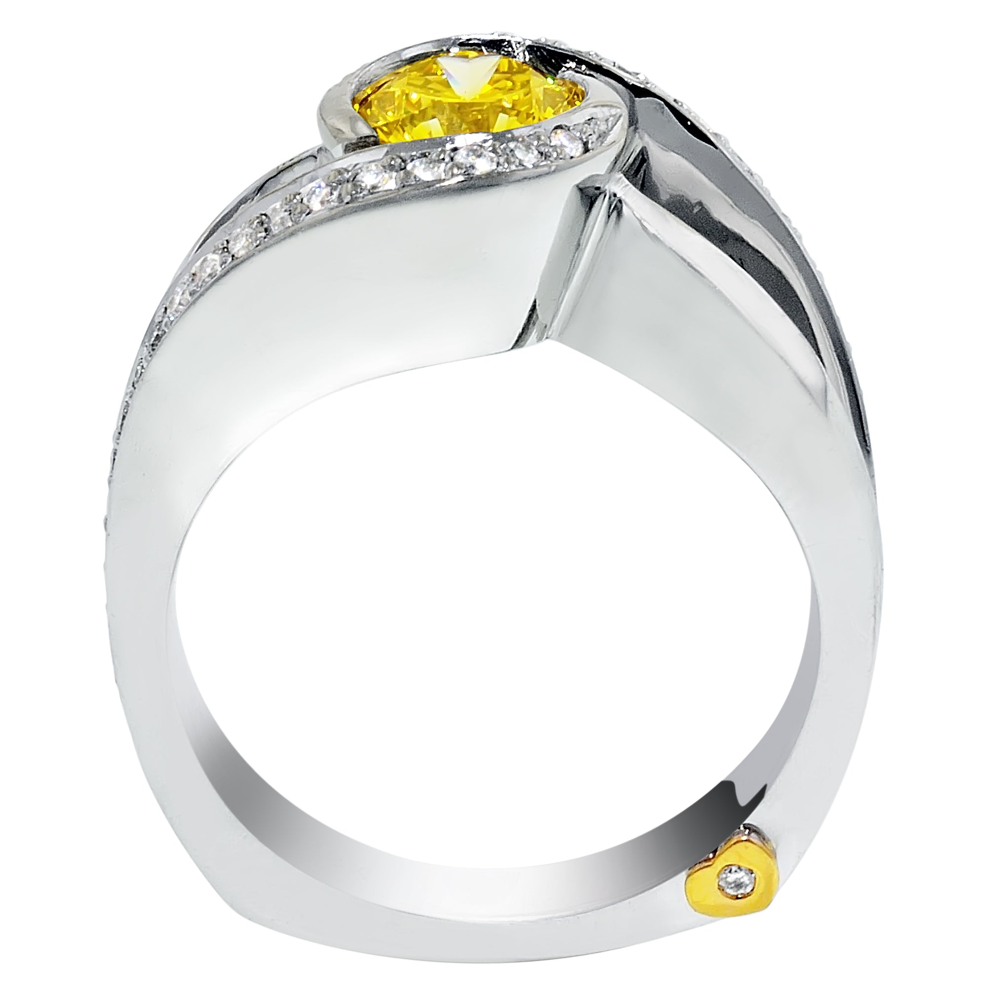 Yellow Diamond Ring in 18kt White Gold with Diamonds (7/8ct tw)