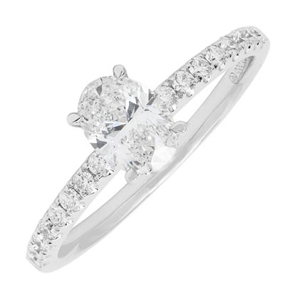 Oval Diamond Engagement Ring in 14kt White Gold (1ct tw)