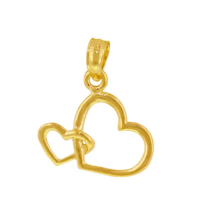 Double Heart Charm in 14kt Yellow Gold