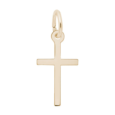 Small Plain Cross Charm in 10kt Yellow Gold