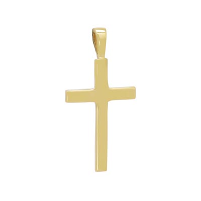 Large Plain Cross  Charm in 14kt Yellow Gold