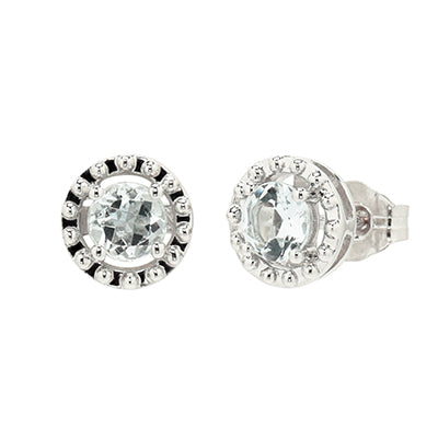 Aquamarine Stud Earrings in 10kt White Gold