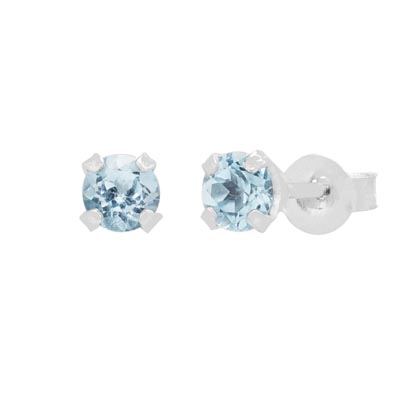 Blue Topaz Stud Earrings in 14kt White Gold (3mm)