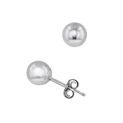 Ball Stud Earrings in 14kt White Gold (5mm)