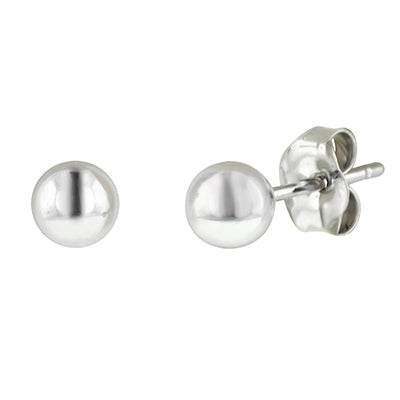 Gold Ball Stud Earrings in 14kt White Gold (4mm)