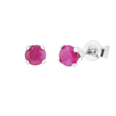 Ruby Stud Earrings in 14kt White Gold (3mm)