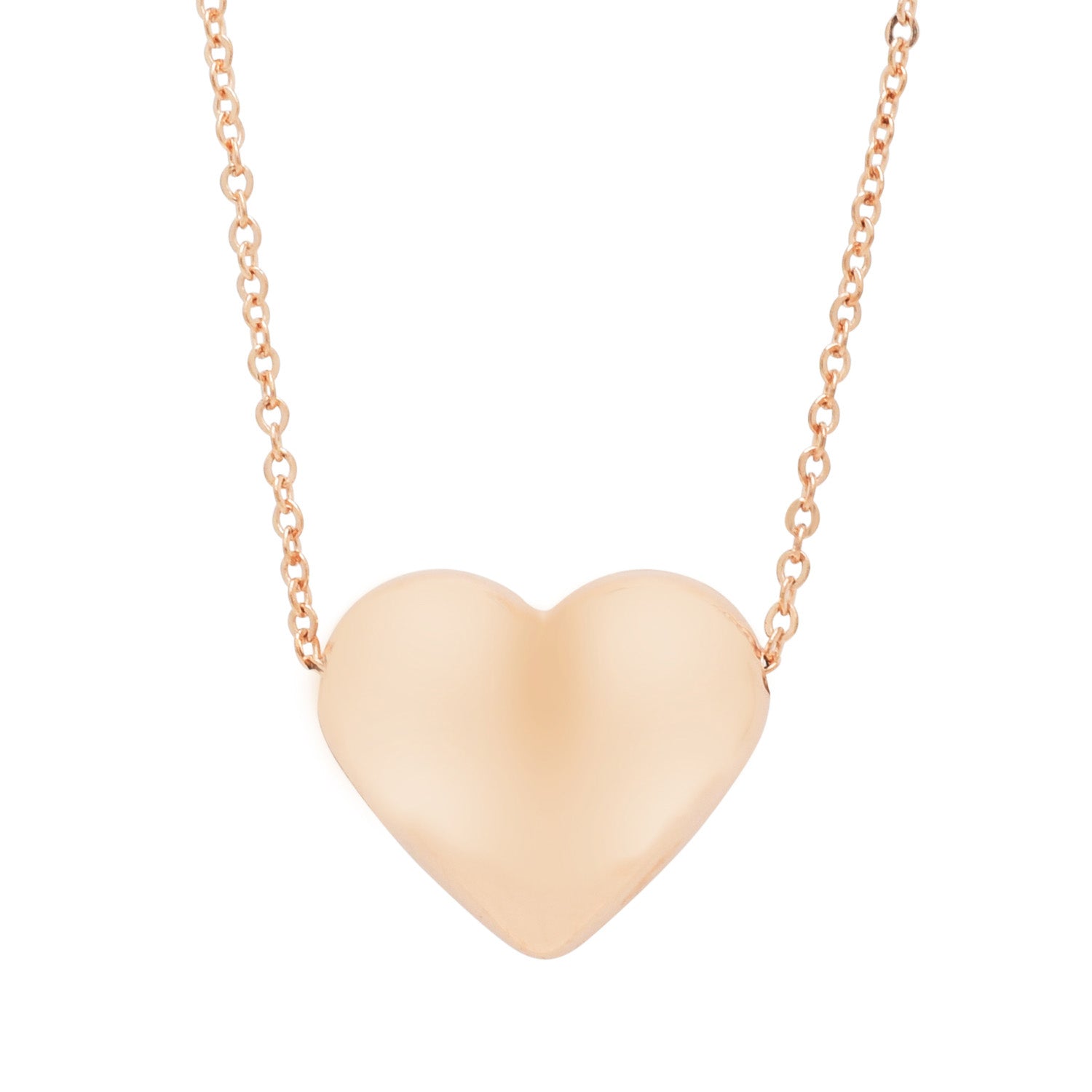 Puffed Heart Necklace in 14kt Rose Gold