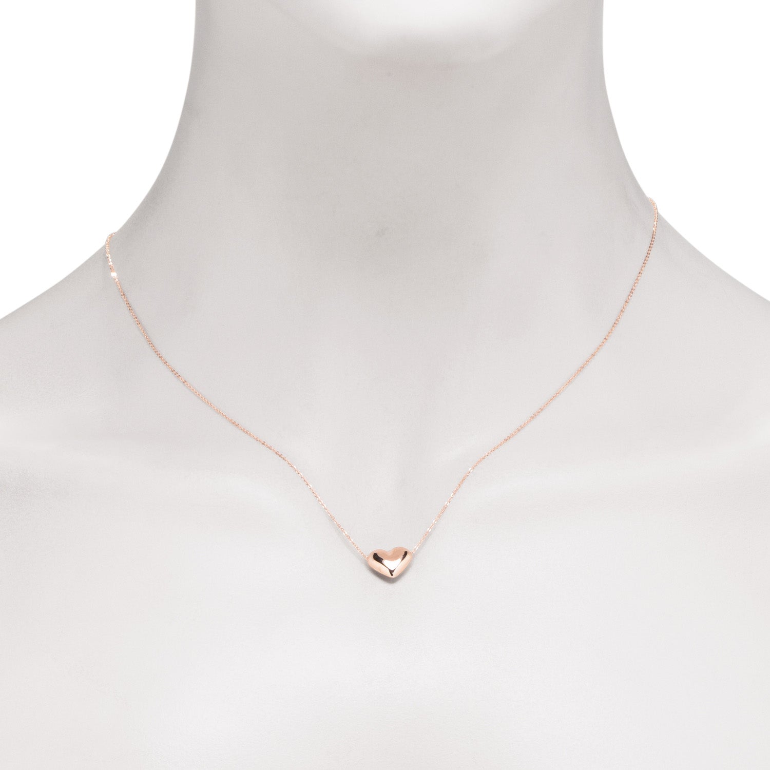 Puffed Heart Necklace in 14kt Rose Gold