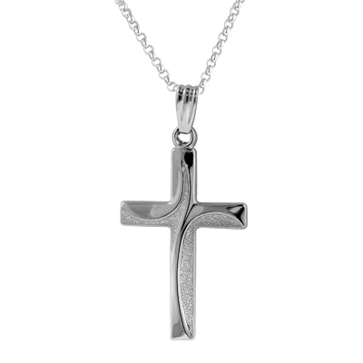 Swirl Cross Necklace in Sterling Silver