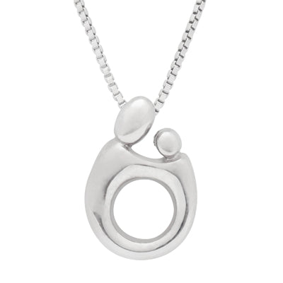 Mother and Child Necklace in Sterling Silver on 18" Chain