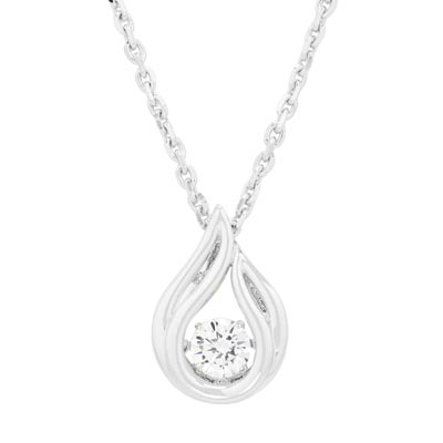 Cubic Zirconia Tear Drop Necklace in Sterling Silver