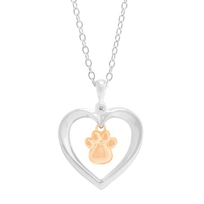 Puppy Love Necklace in Sterling Silver and Rose Gold Plate