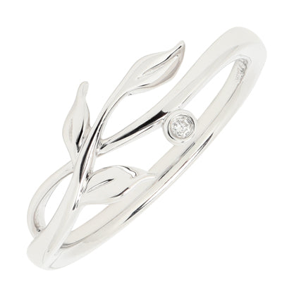 Diamond Vine Ring in Sterling Silver (.01ct)