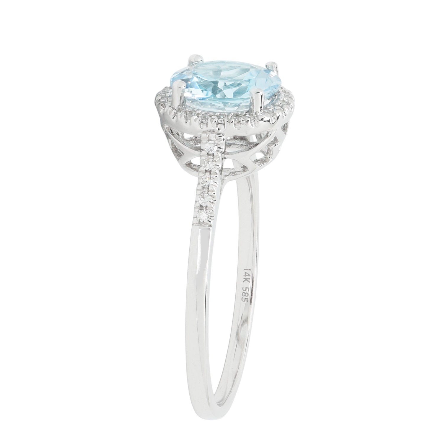 Madison L Aquamarine Halo Ring in 14kt White Gold with Diamonds (1/20ct tw)