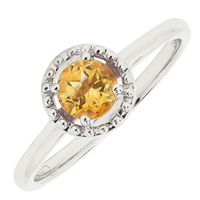 Citrine Ring in 10kt White Gold