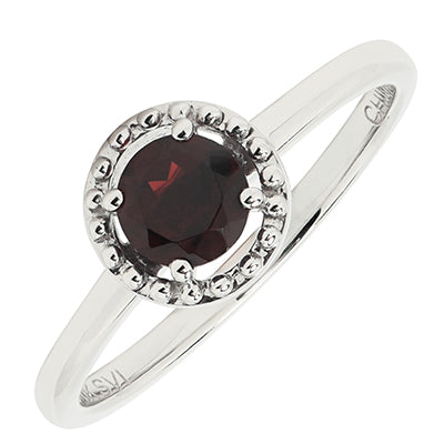 Garnet Ring in 10kt White Gold