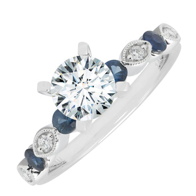 Daydream Sapphire and Diamond Setting in 14kt White Gold (1/20ct tw)