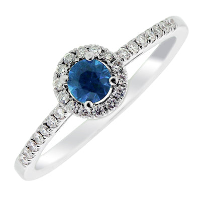 Sapphire Halo Ring in 14kt White Gold with Diamonds (1/7ct tw)