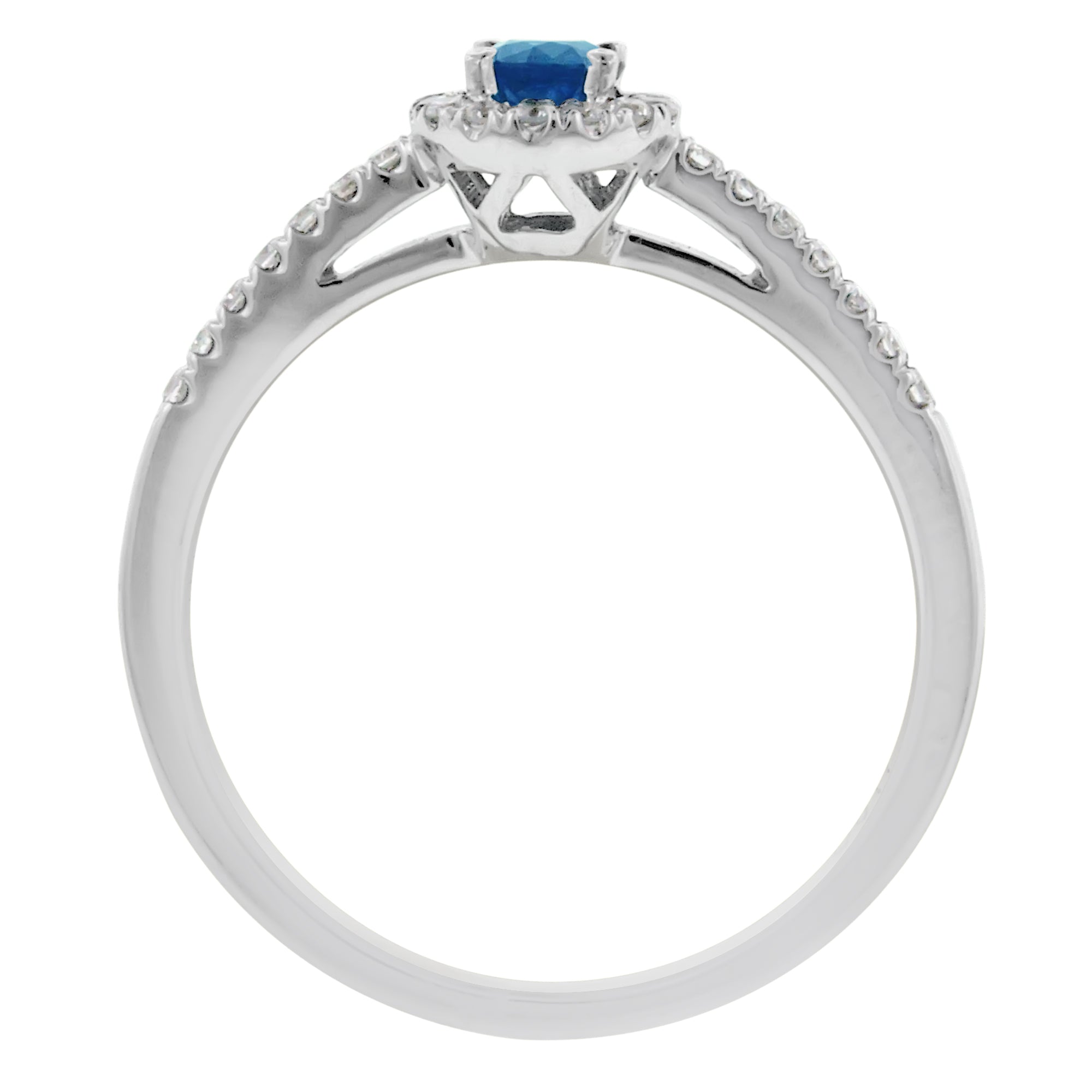 Sapphire Halo Ring in 14kt White Gold with Diamonds (1/7ct tw)